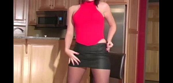  Sexy brunette nylon pantyhose babe tease